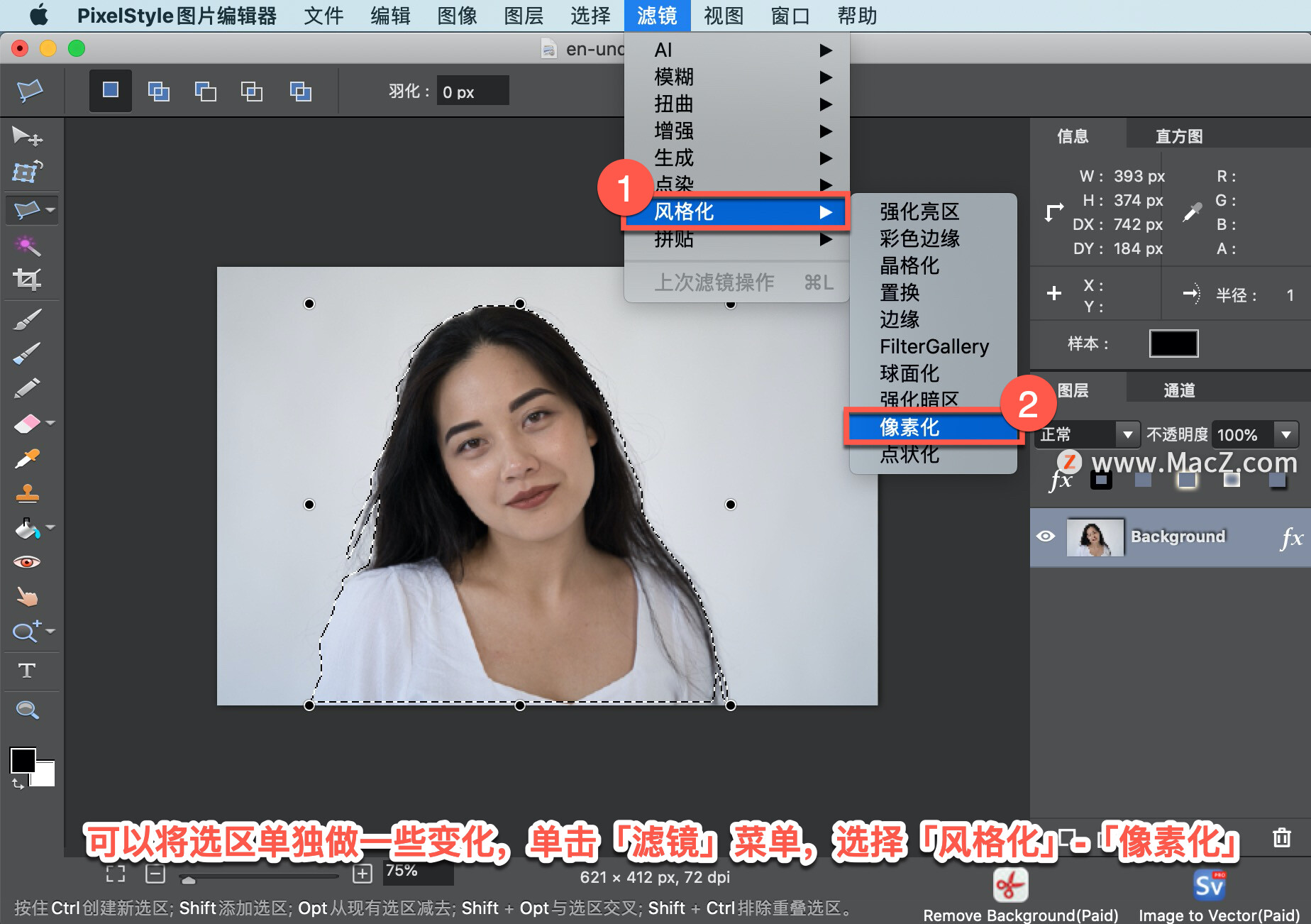 PixelStyle  教程「13」，如何在 PixelStyle  中使用？多边形套索工具？