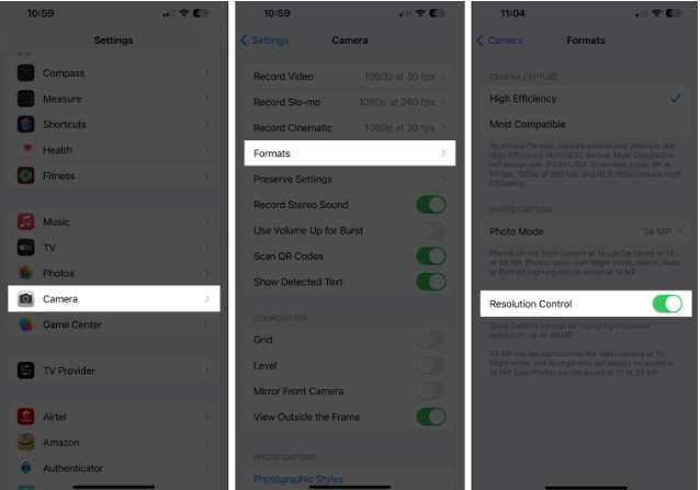 如何在 iPhone 15 手机上打开 48MP ProRAW 照片功能？