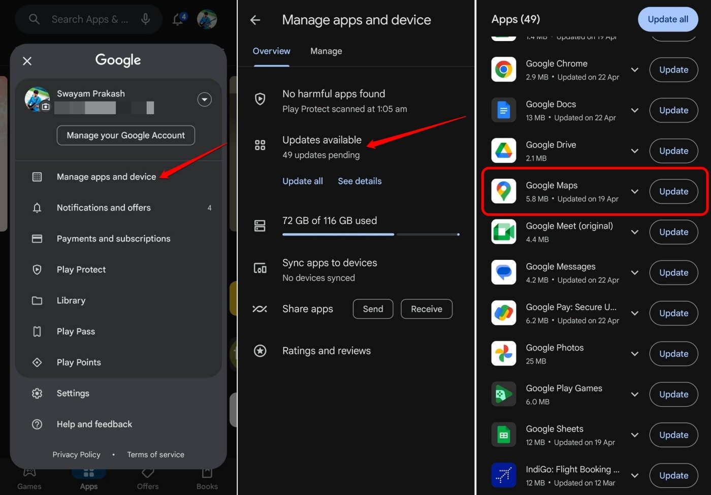 如何在谷歌地图上使用一目了然的方向