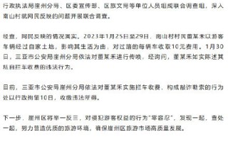 三亚景区附近村民拦车收费被行拘10日，收缴违法所得