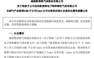 又一A股公司打入ASML光刻机供应链 国内电子特气厂商遇良机