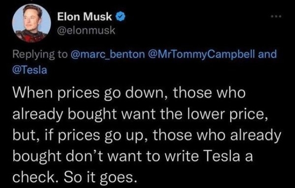 马斯克回应车主维权：涨价也没人给我补差价 就这吧-第2张图片-9158手机教程网