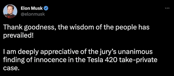 因一句话可能被索赔数十亿！历时四年 马斯克终于打赢诉讼-第1张图片-9158手机教程网